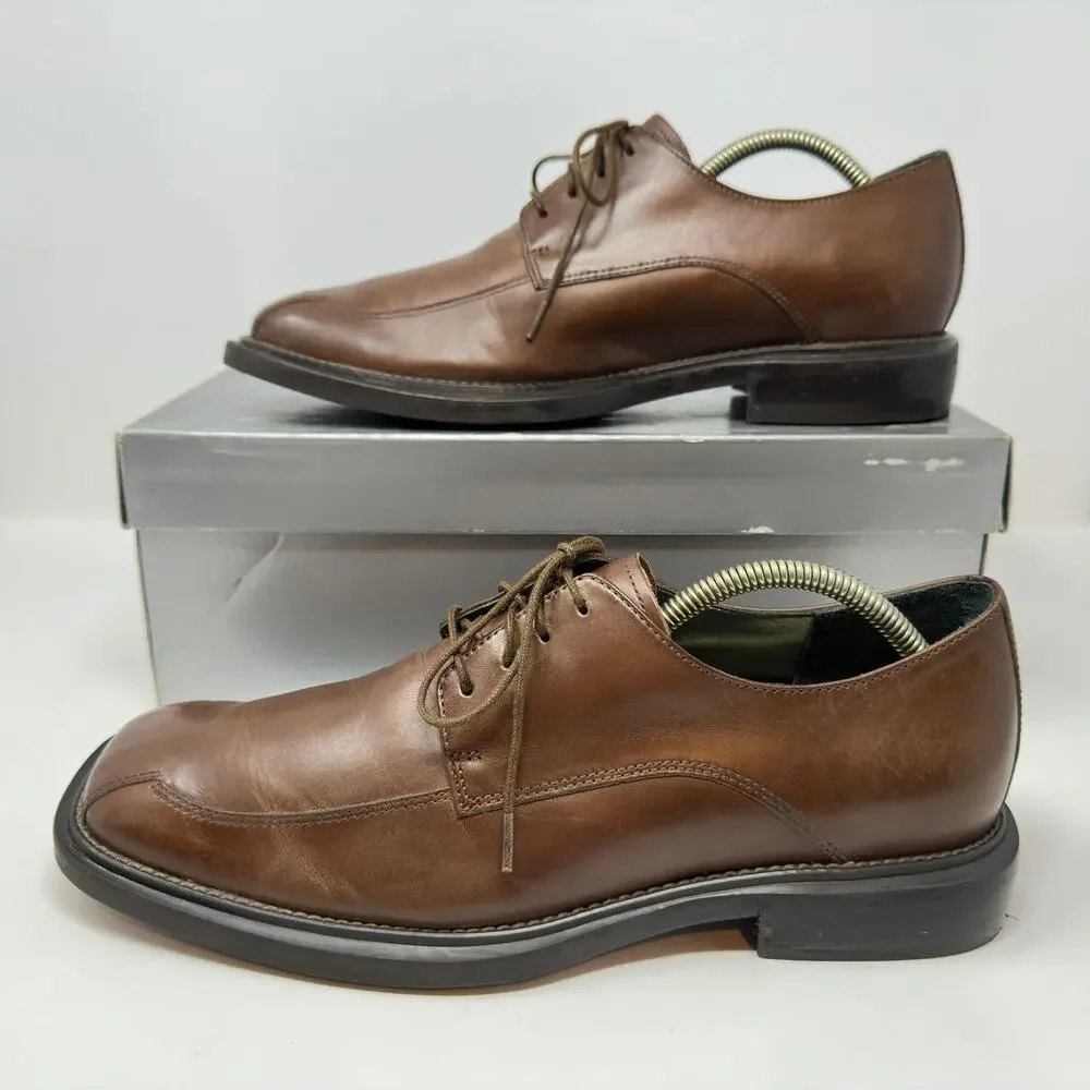 Kenneth Cole Dress Shoes Mens 9.5 M Brown Leather Derby Lace Up Best in Shoe LE